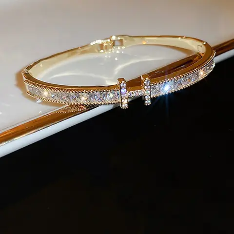 Letter H Design Bangle, Fashionable Rhinestone Decorated Bangle for Women & Girls, Trendy All-match & Exquisite Jewelry for Birthday Gift, Rhinestone Bangle Bracelet, Rhinestone Decor Bangles, Bracelets Jewelry