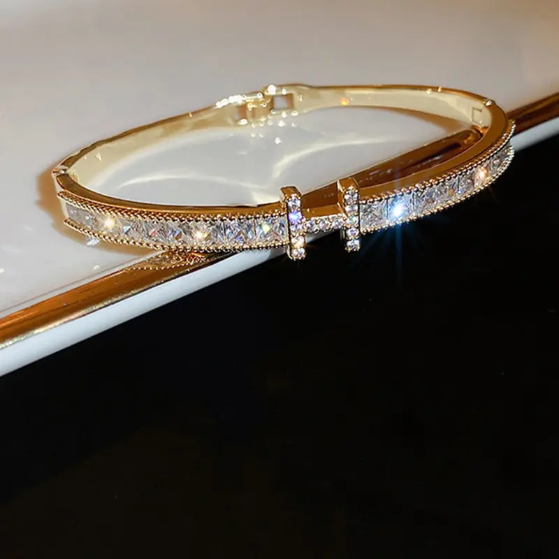 Letter H Design Bangle, Fashionable Rhinestone Decorated Bangle for Women & Girls, Trendy All-match & Exquisite Jewelry for Birthday Gift, Rhinestone Bangle Bracelet, Rhinestone Decor Bangles, Bracelets Jewelry