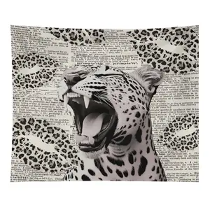 1pc 60x50in Retro Leopard Print Polyester Tapestry Wall Hanging - Light Cloth Cheetah Lips Blanket, Girly Room Accessories, Room Decor, Wall Decor, Outdoors Home Supplies