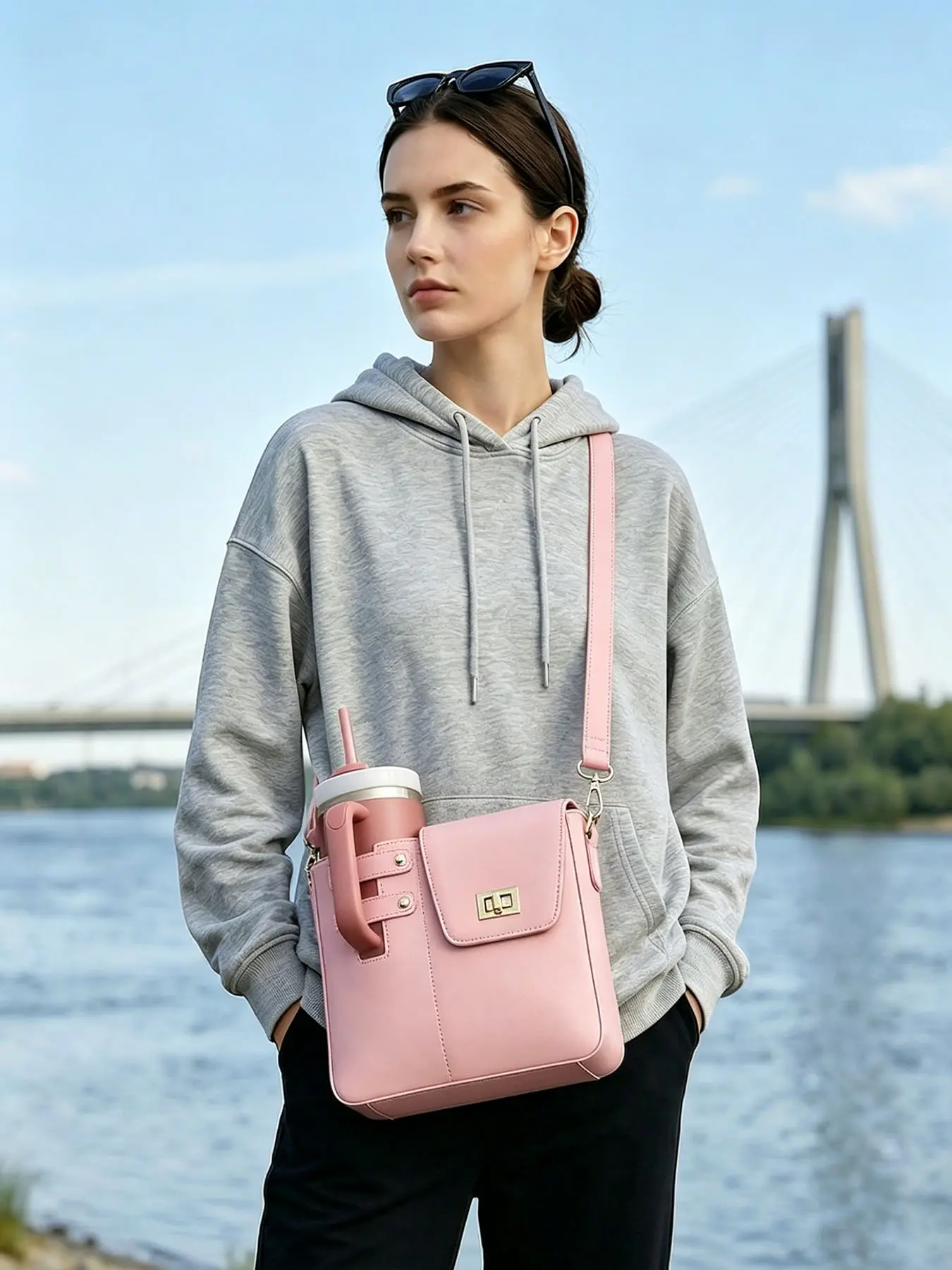 Fashionable Women's Crossbody Bag, Casual Crossbody Bags, Casual Fashion Bag, Casual Shoulder Bag, Adjustable Strap Purse, Perfect for Water Bottles, Insulated Cups, Coffee Mugs, Ideal for Work, Travel, Fitness, Shopping
