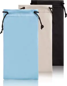 Soft Eyeglass Pouch 3 Pack - Pouch for glasses Microfiber Screen Cleaning Bag