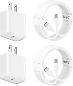 10FT   17 16 Charger,2Pack Extra Long 10Foot Type C  Cord 20W USBC Charger Travel Plug Super Quick  for  17 Air/17 Pro/17 Pro Max/16e/16 Pro/16 Pro Max/15/15 Pro Max/iPad