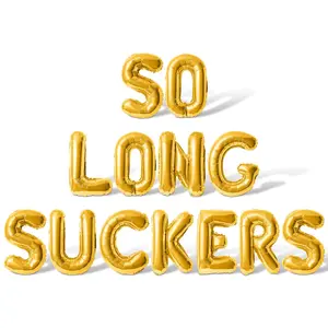 Letter Balloons - SO LONG SUCKERS 16" Inch Alphabet Letters Foil Mylar Balloon Retirement Party Banner