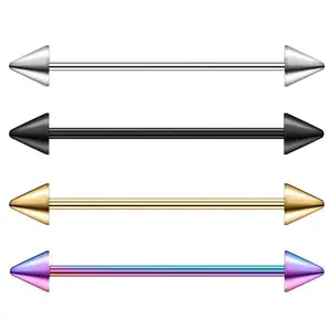 1Pcs Stainless Steel Straight Helix Tragus Industrial Ear Studs Bar Piercing Tongue Ring Barbell Piercing Body Jewelry Gift