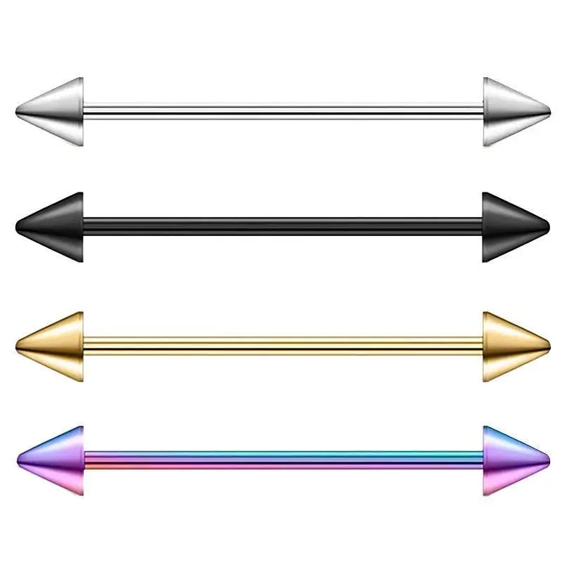 Unisex Straight Bar Piercing in Stainless Steel Metal, Helix Piercing Earrings for Tragus and Tongue, Long Stud Barbell, Body, Copper, Tongue Ring, Piercing Stud Earrings