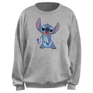 Junior's Lilo & Stitch Ohana Smiling Stitch Sweatshirt