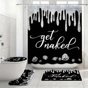 Sparkle Print Shower Curtain Set, Modern Bathroom Decor with 12 Hooks, No-Drill Bath Divider, Perfect Gift