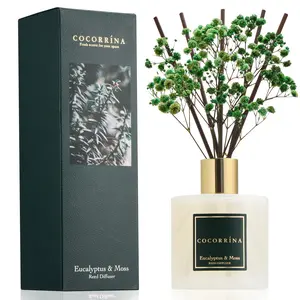 Cocorrína Reed Diffuser Sets- Eucalyptus & Moss Scented Diffuser with Sticks Home Fragrance Reed Diffuser for Bathroom Shelf Decor