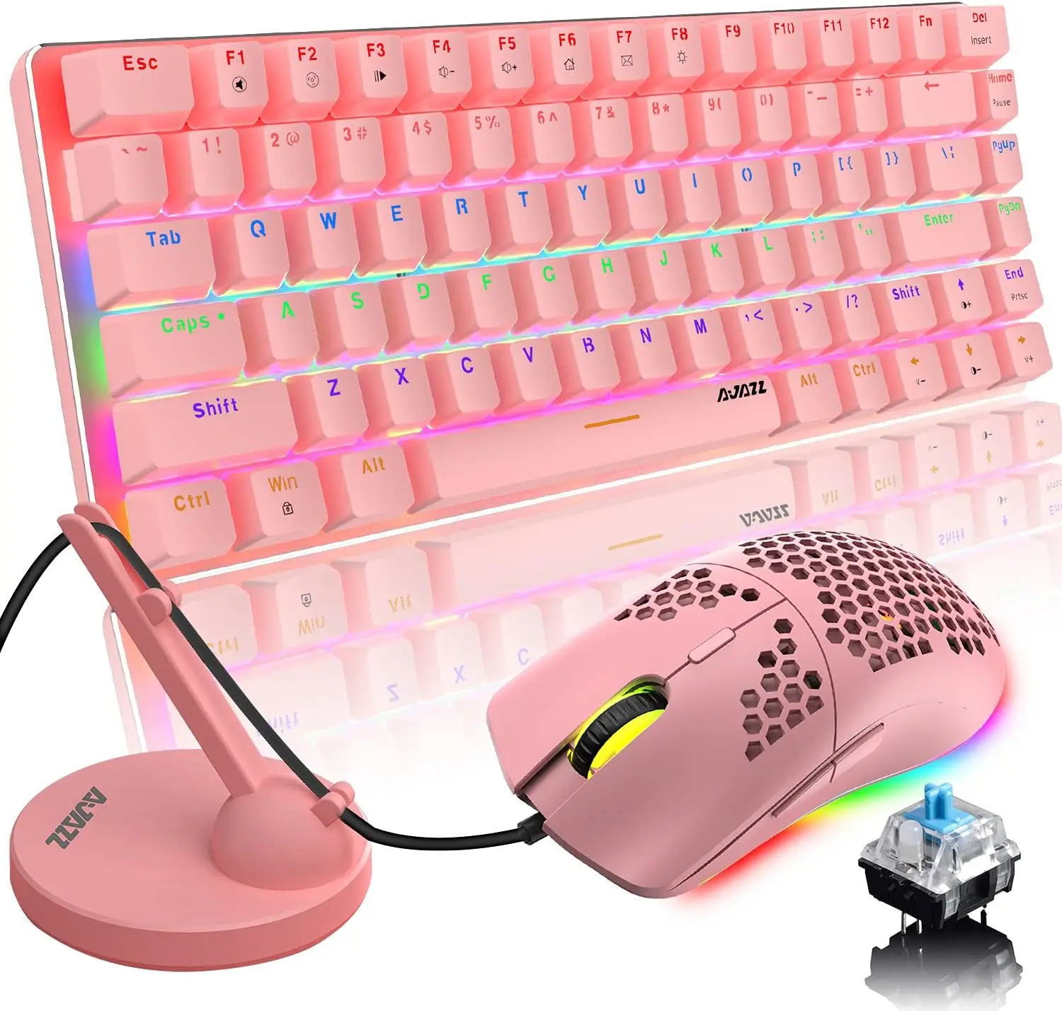 TKL Wired Gaming Keyboard and Mouse Mouse Bungee,Gaming Mouse Pad,Rainbow LED Backlit Mechanical Keyboard clix  keyboard