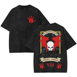 Night Lords Ave Dominus Nox Warhammer 40k Vintage Washed Tee T-shirt for Warhammer Game Fans, Gaming Retro Black Top 90s graphic tees Menswear Casual women's and men's tops TikTokShop Black Friday
