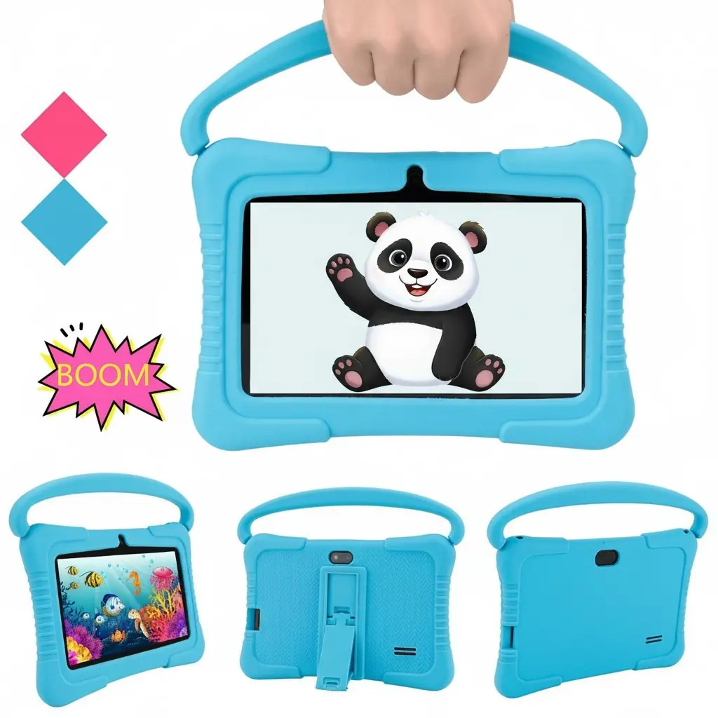 Pritom 7" Kids Tablet – Android Toddler Tablet with WiFi, 32GB, Dual Camera, Parental Controls, Shockproof Case for Children