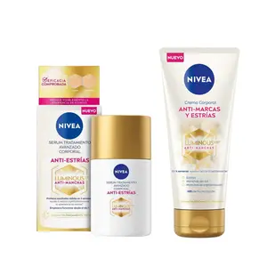 NIVEA Dúo Anti-Estrías Body Treatment 2 Pieces - Lightweight Moisturizer with Shea Butter Body Lotion 200ml & Avocado Oil for Stretch Marks & Firm Skin 100ml