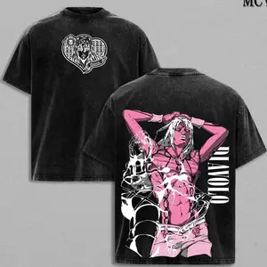 Diavolo Washed T-Shirt – JoJo’s Bizarre Adventure Golden Wind King Crimson Stand Time Erase Anime Manga Graphic Double Printed Tee, Menswear Heavy Cotton Unisex Oversize Streetwear P02