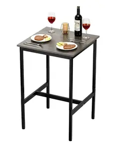 24-In Bar Table Height Pub Table For Home Kitchen Dining Counter Coffee Bar, 24 Inch Tall Cocktail Table, Space-Saving Modern Design With Sturdy Metal Frame And Solid Wood Top, Ideal For Breakfast Nook, Apartment And Small Spaces