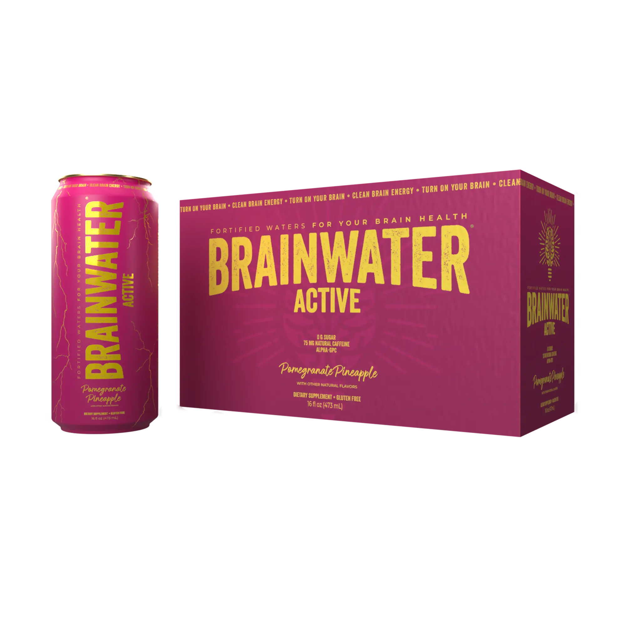 BRAINWATER Active Pomegranate Pineapple 16 fl oz RTD 8-Pack