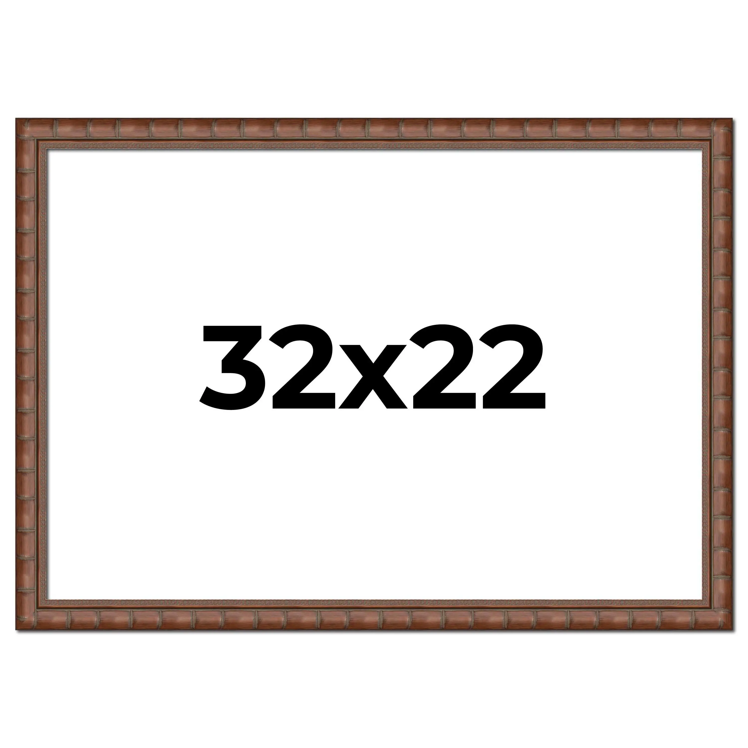 32x22 Brown Modern Bamboo Picture Frame - UV Acrylic, Foam Board Backing, Hanging Hardware
