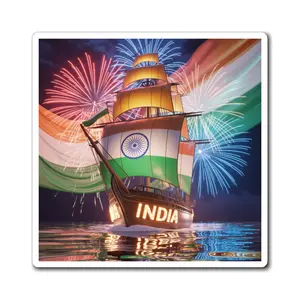 Festive India Ship Magnet, Celebration Decor, Indian Independence Day Gift, Colorful Fridge Magnet, Home and Kitchen Decor
