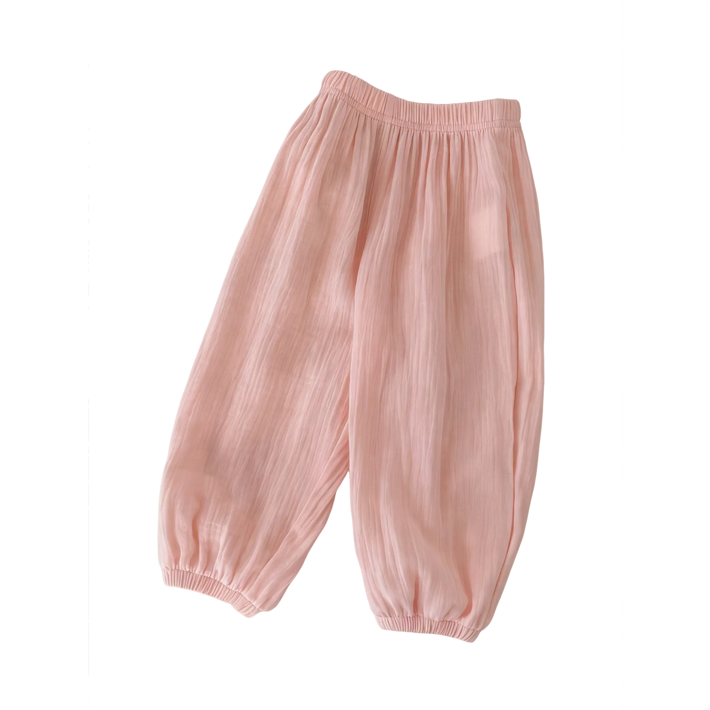Toddler Girls' Casual Plain Double-Layer Cotton Gauze Flared Trousers - Lightweight, Breathable, Mosquito-Proof Loose-Fitting Bottoms for Spring Summer, 1-2Y, Cold Wash Kids' Clothes