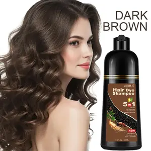 Dark Brown Hair Color Dye Shampoo 5-in-1, 500ml - 100% Grey Coverage in Minutes, Ammonia Free - Gray Silver Hair Dye Shampoo-Easy To Use, Semi-Permanent Hair Color Shampoo