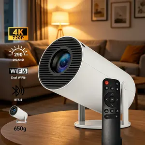 Portable Tabletop Projector - 720P LED, 290 ANSI Lumens, Android OS, Bluetooth, WiFi, Built-In Audio, Full HD Support, Remote Control for Home Cinema, Outdoor Use