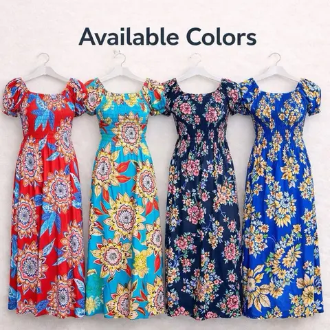 4 Pack Women’s Maxi Dresses Assorted Floral Prints Sizes M L XL Casual Summer Dresses Bundle in Vibrant Colors