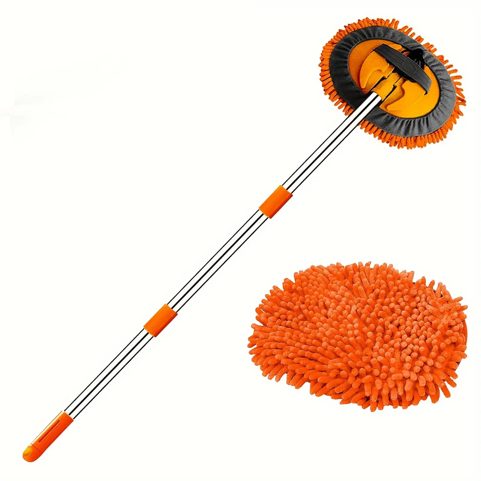 Long Handle Floor Scrub Brush with Removable Stiff Bristles Head, Multi-Use for Shower Cleaning, Tubs/Tiles, Bathroom Kitchen Surfaces