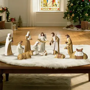 Christ Birth of Jesus Resin Ornament Nativity Figurine Set - Detailed Resin Crafts for Christmas Decor & Gift Giving