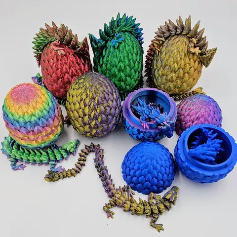 Surprise Dragon Egg With Articulating Gemstone Dragon - Dragon Egg Mystery Storage Box With Adjustable Lid Made with Plastic