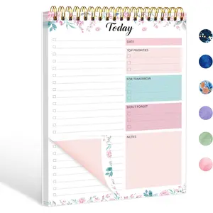 Notepad - Daily Planner Notepad 104 Pages Task Planner, 6.7" x 9.8" Double Sided Spiral Notebook with Checklist Productivity Planning Pad for Work Office Home-Pink