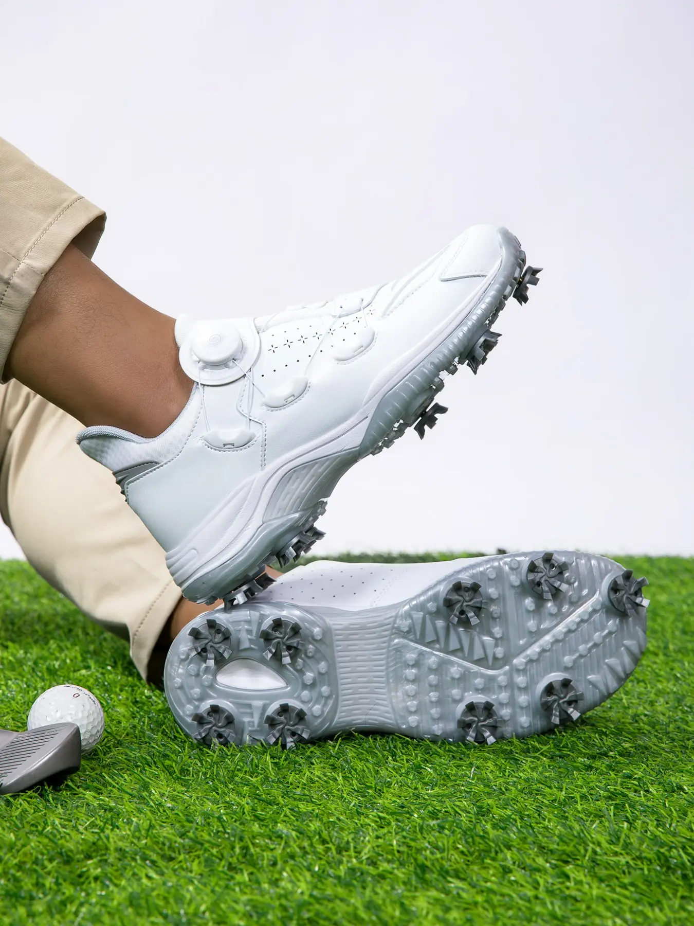 Men's Sport Golf Shoes, Anti-Slip Wear-Resistant Rubber Sole, Button Closure, Simple Outer Design, Lightweight Comfortable Fit, Athletic Golf Shoes