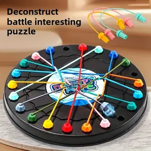 Colored Rope Battle Board Game - Black plastic jigsaw puzzle with lively pieces and tension ropes to enhance logic and creativity, perfect for family fun,family board game | Colorful design | durable game board
