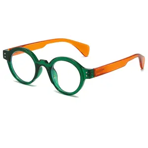 Stylish Round Reading Glasses with Color-Block Design - Full Frame, riseshell & Black Tints, Metal Hinges, +1.00 Lenses, weight Count Frames for Comfortable Reading - Perfect for Men, Women, and Students Women's Blocking sized Sunglasses Fit