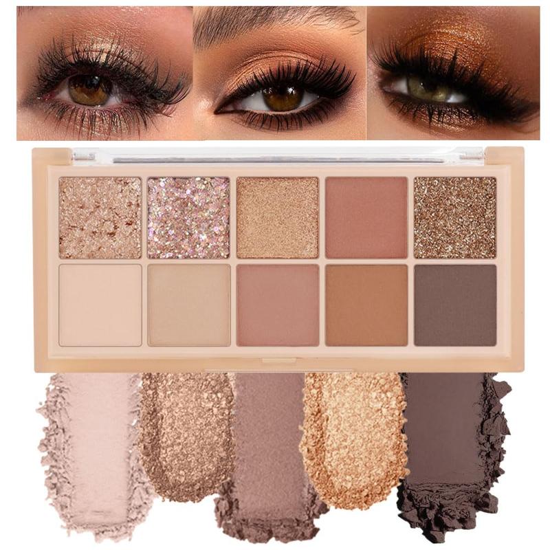 "10-Color Rose Gold Brown Eyeshadow Palette: Natural, Pigmented, Waterproof & Beginner-Friendly"