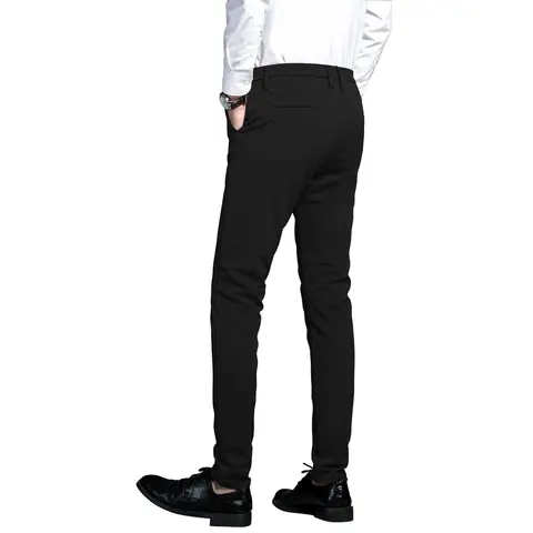 Plaid&Plain Men's Stretch Dress Pants Slim Fit Skinny Suit Pants 7101