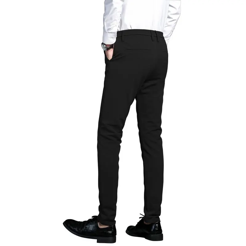 Plaid&Plain Men's Stretch Dress Pants Slim Fit Skinny Suit Pants 7101