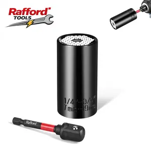 Rafford 2-Piece Universal Socket Set, Includes 1/2 Inch Impact Socket & 3-Inch Adapter, Portable Tool Kit for Car Repair