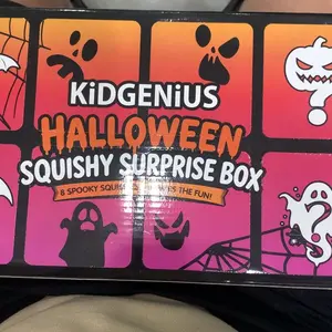 KIDGENIUS 8-Pack Halloween Squishies for Kids, Glitter Sensory Fidget Toys, Stress Relief Surprise Box, Classroom Prizes, School Rewards, Back to School Gifts & Party Favors