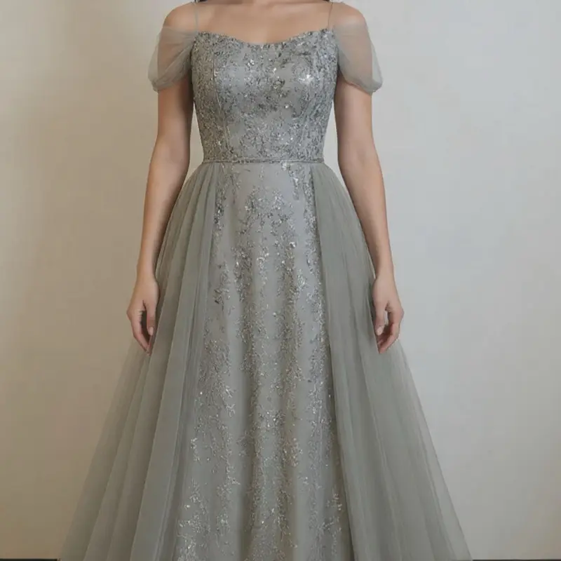 Elegant Silver Sequin Tulle Dress with Puff Sleeves and Embellished Bodice for Special Occasions - TikTok Shop Elegant Silver Sequin Tulle Dress with Puff Sleeves and Embellished Bodice for Special Occasions - TikTok Shop