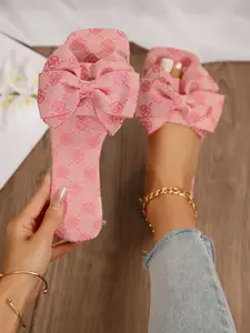 Butterfly Knot Sandals for Women, Fashion Beach Shoes, Flat Sandal Shoes, Summer, Perfect for Dates, Shopping, Parties, Daily Wear, Home & Leisure