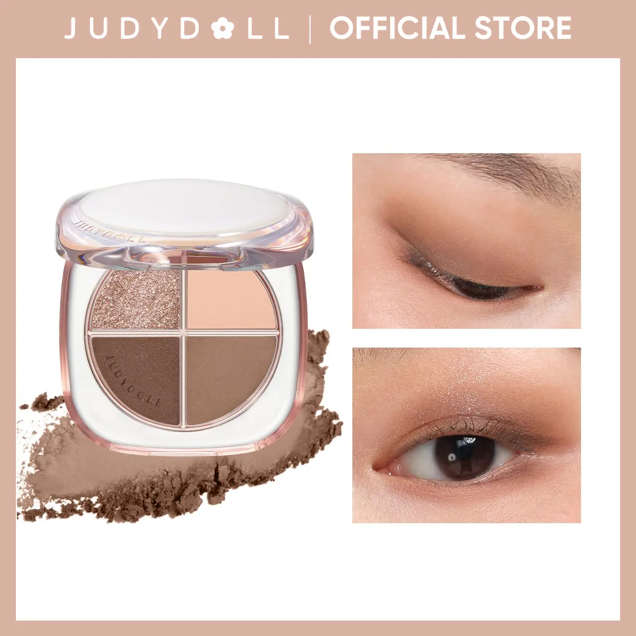 JUDYDOLL GLAZED BEAUTY-4 Shades Eyeshadow Palette, High Pigment, Long Lasting, Soft Pink Neutral Eye Makeup, Matte & Shimmer Finish, Nude Eye Shadows, Smokey Eye, Velvety Smooth, Makeup, Cosmetics, Refresh Look, Summerwins