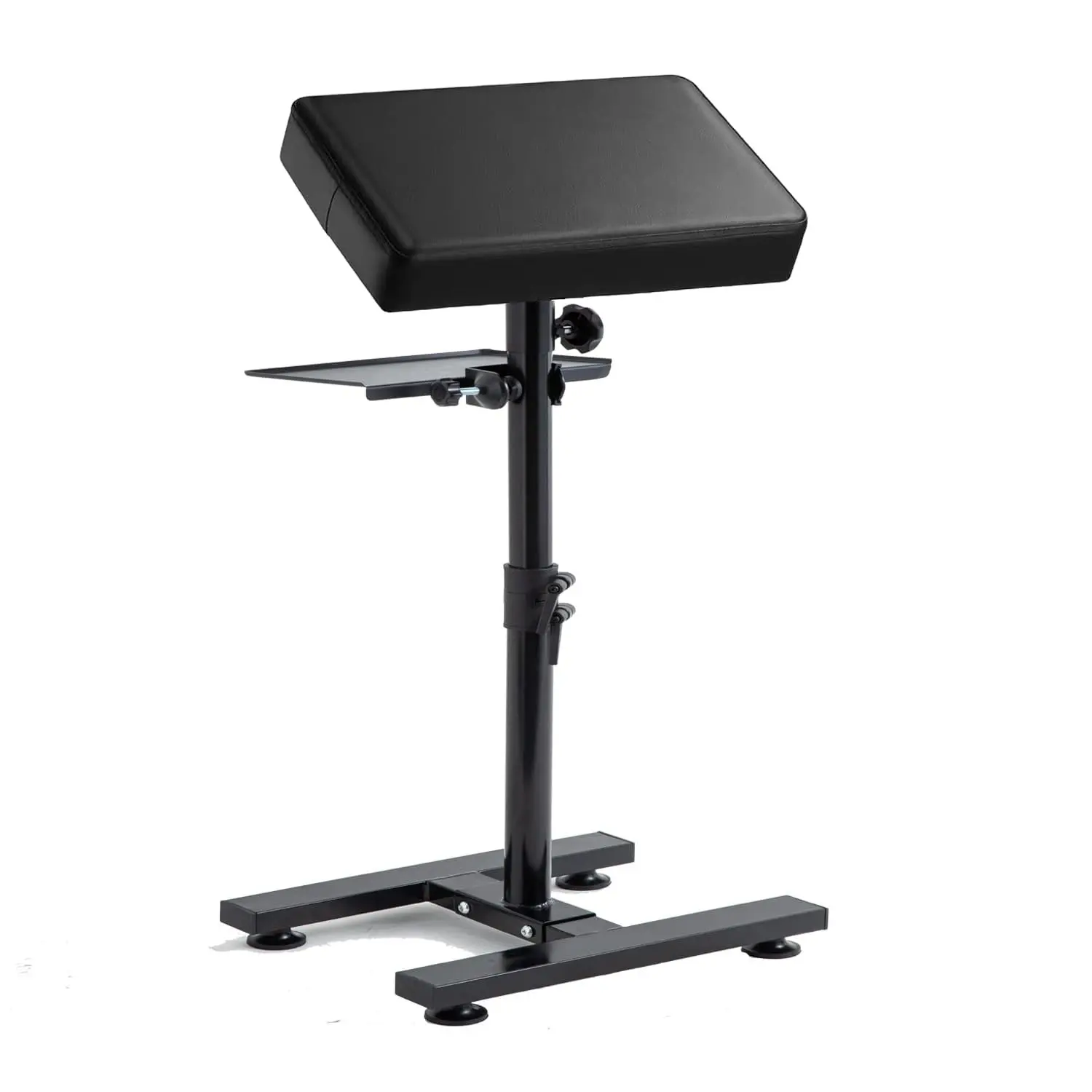 Tattoo Armrest Stand Legrest Bracket, Tattoo Arm Rest with Non-Slip Base, Height Adjustable, Tiltable, Thickened Black Leather Cushion with Tattoo Supplies Storage Panel
