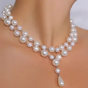 Vintage Multi-Layer Dual-Row Pearl Necklace for Women, Fashion Versatile Accessory Gift, Elegant Jewelry for All Occasions