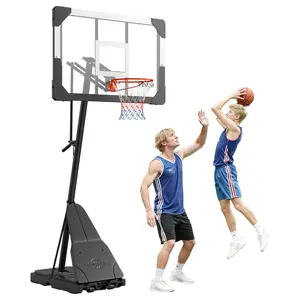 【FathersDayGift】VEVOR Portable Basketball Stand, 8.04 to 10 ft Height Adjustment Basketball Hoop & Goal, Basketballs Hoop Outdoor with 44 inch PC Backboard for Kids, Adults in Schools, Parks, Indoor & Outdoor Use