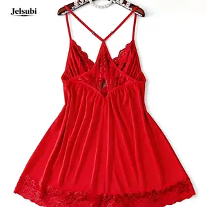 Jelsubi European and American Plus size Sexy Lingerie Extremely Alluring Camisole Sheer Mesh Nightdress tiktokshopspringglowup
