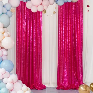 Christmas Sequin Curtains 2 Panels, Hot Pink Shimmer Fuchsia Sequin Backdrop Curtain, Wedding Party Backdrop Decoration, Home Shimmer Fabric Backdrop, Party Photographic Studio Photo Backgrounds, 2FTx8ft, Helloween Christmas