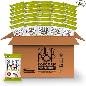 SkinnyPop Original Popcorn, Individual Snack Size Bags, Skinny Pop, Healthy Popcorn Snacks, Gluten Free, 0.65 Ounce (Pack of 30) Crunchy Crispy