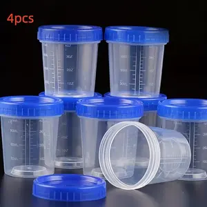 Reusable Plastic Measuring Cups Set, Kitchen Measuring Utensils, Stackable & Freezer Safe, 4-Pack 120ML Containers, Round Storage Jars for Kitchen Use