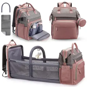 Diaper Bag Backpack – Large Capacity Baby Diaper Bag with Changing Pad, Waterproof Travel Backpack for Boys & Girls, Multi-Function Baby Bag with USB Charging Port, Rose Pink