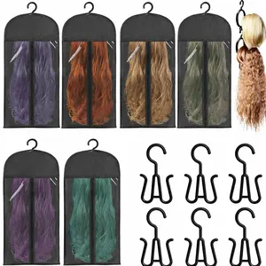 8/18PCS Wig Storage Bags with Hanger, Dustproof Zipper Wig Organizer for Multiple Wigs, Hair Extensions Storage for Home Salon Travel Window Set