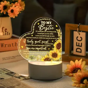 Jetec Acrylic Colored Flower Night Light with Warm LED Lamp Base - Ideal Birthday & Friendship Gifts for Women